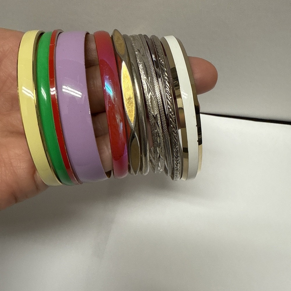 Vintage Lot of 12 BANGLES Bracelets Trifari, Monet, Coventry and Unbranded